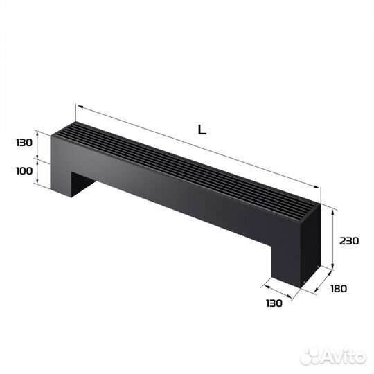 Конвектор напольный Royal Thermo step-130/180/1200-2-N-BL-LG-BL