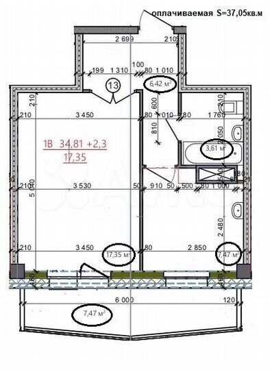 1-к. квартира, 37,1 м², 5/12 эт.