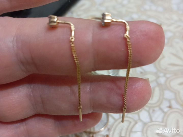 Золотые серьги протяжки
