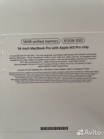 Macbook pro 14 m3 18/512