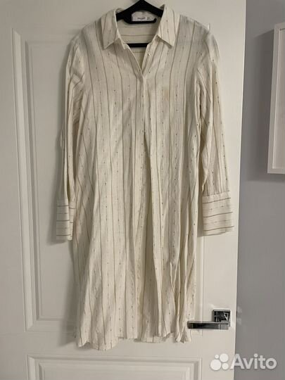 Платье рубашка Белое золото манго