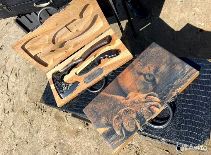 Топор кованый + нож в наборе