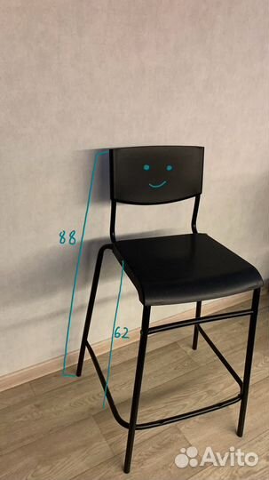 Полубарный стул IKEA черный