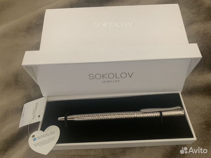 Ручка шариковая Серебро 925 пообы Sokolov