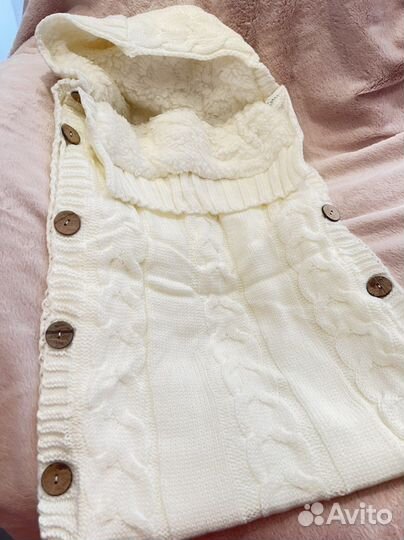 Конверт теплый вязаный, плед