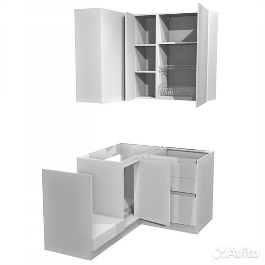 Угловой кухонный гарнитур Бостон 120х160 Белый