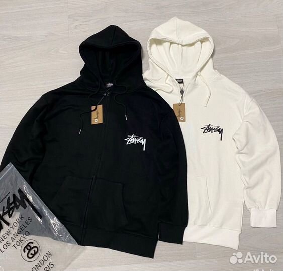 Зип худи stussy белое