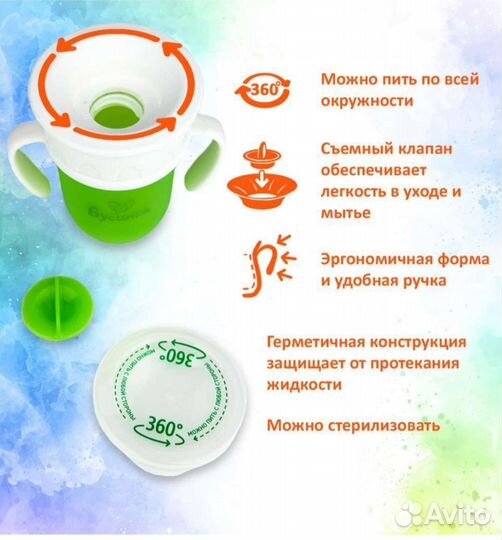 Поильник непроливайка бутылочка с соской стакан