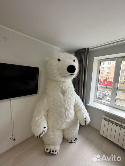 Ростовая кукла надувная белый розовый медведь 2,6м