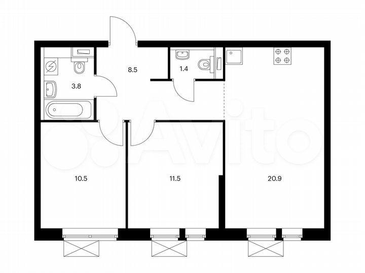 2-к. квартира, 56,6 м², 33/33 эт.
