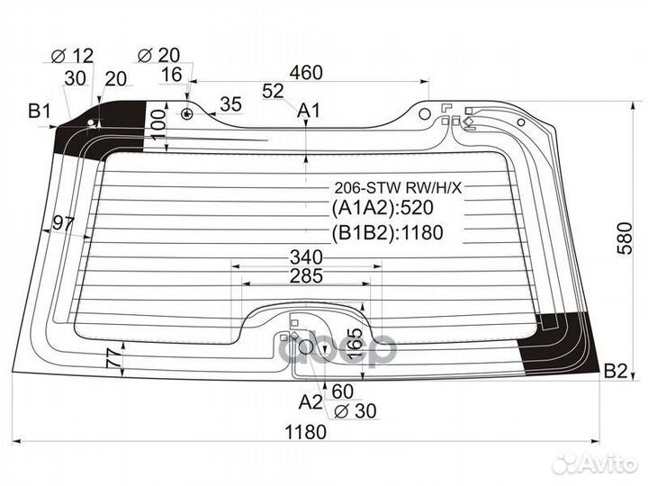 Стекло заднее с обогревом peugeot 206SW 5D WGN
