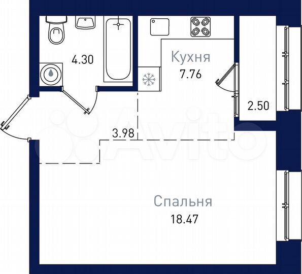 1-к. квартира, 37 м², 3/19 эт.