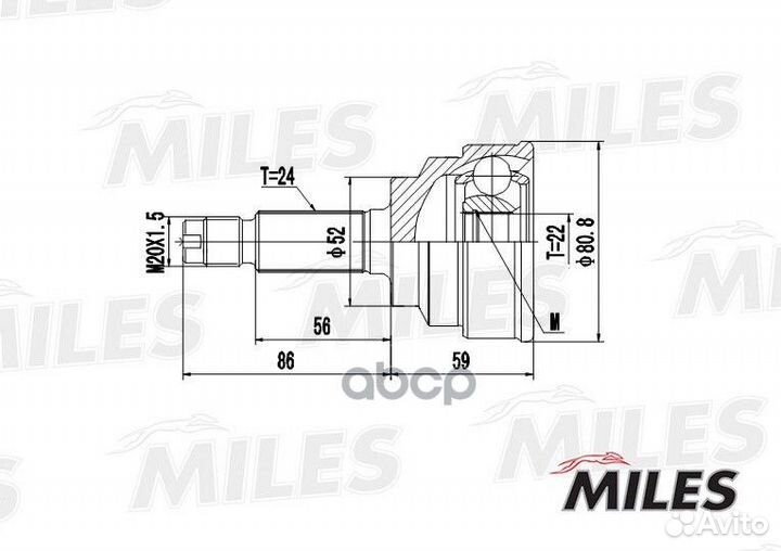 Шрус KIA RIO 1.5 00- нар. GA20188 Miles