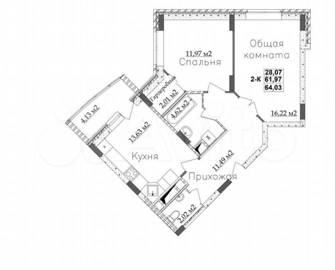 2-к. квартира, 64,5 м², 15/15 эт.