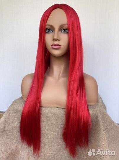 Парик длинный готический малиновый красный