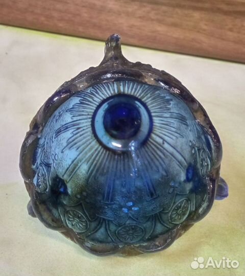 Старинная Лампада Подвесная Из Синего Стекла. Высо