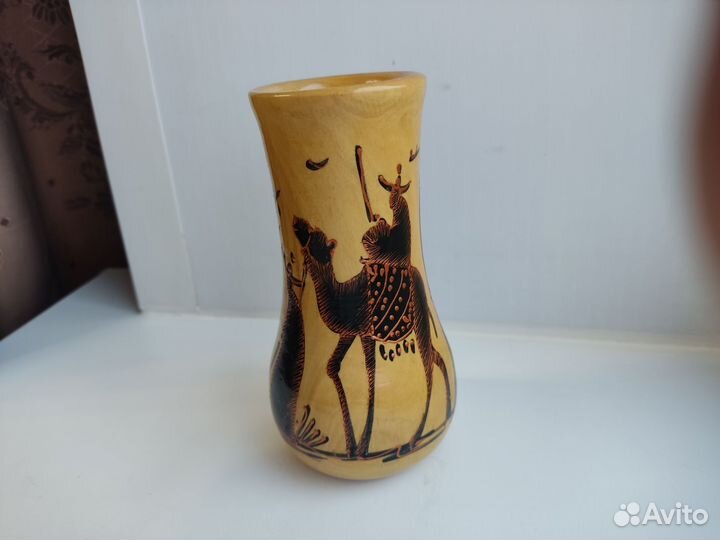 Деревянная ваза карандашница маленькая 14 см Тунис