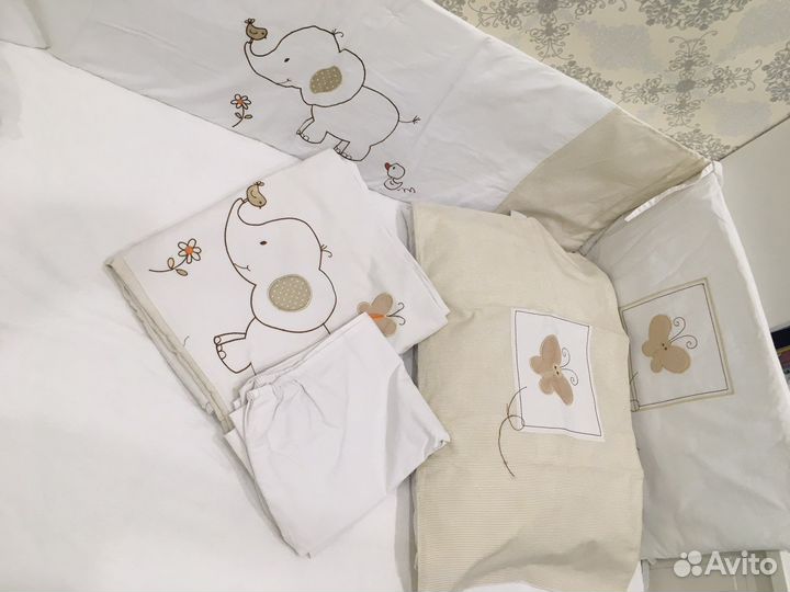 Бортики, пододеяльник, простынь, наволочка