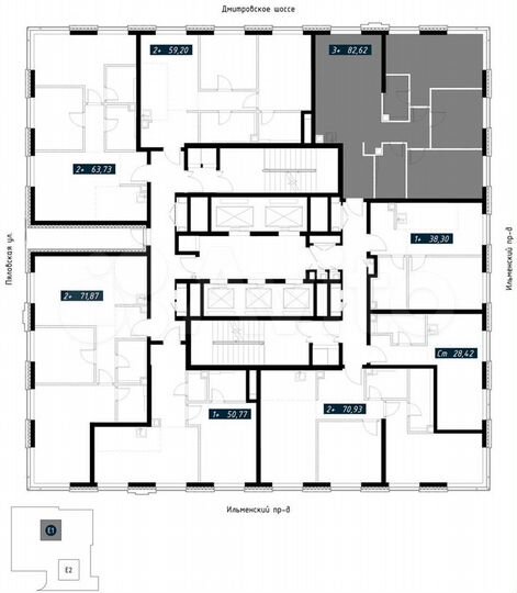 3-к. квартира, 82,3 м², 29/43 эт.