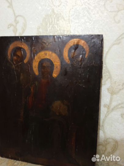 Старинная икона, Господь на троне. Позолота