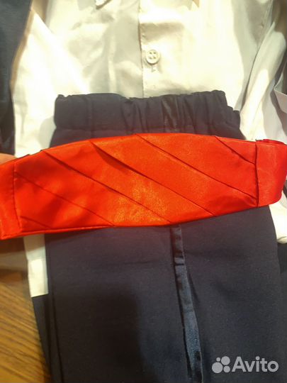 Комплект Пиджак - фрак, рубашка,брюки, пояс. 86-92