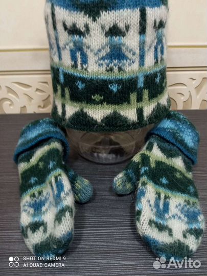 Шапка женская+варежки, 