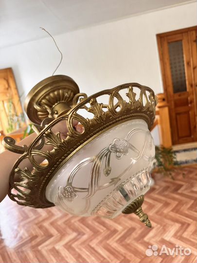 Комнатные цветы и люстра