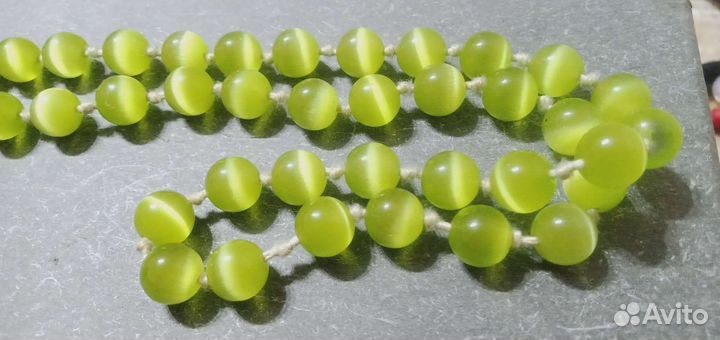 Бусы кошачий глаз