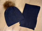Комплект шапка и шарф зимний для девочки