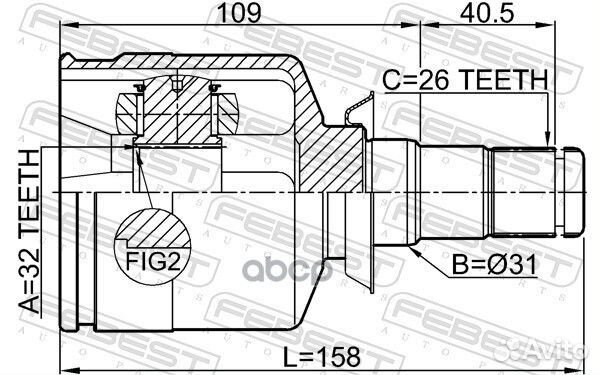 Шрус внутренний левый 32x31x26 1911-R58LH Febest