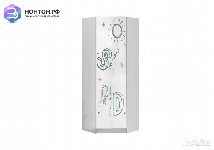 Шкаф угловой Вега Алфавит белый / мятный