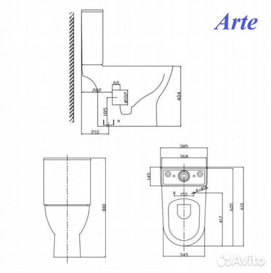 Напольный безободковый унитаз Arte Taliente AR3504