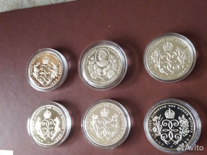Монеты 90 лет Королеве Матери. Серебро. Англия