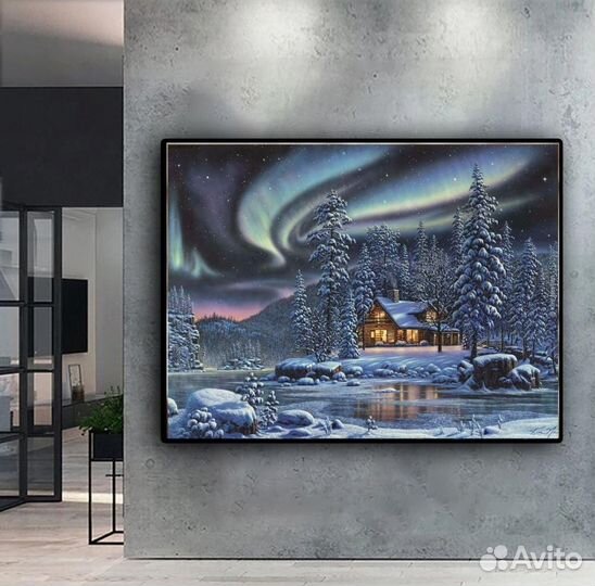 Алмазная мозаика с зимним пейзажем