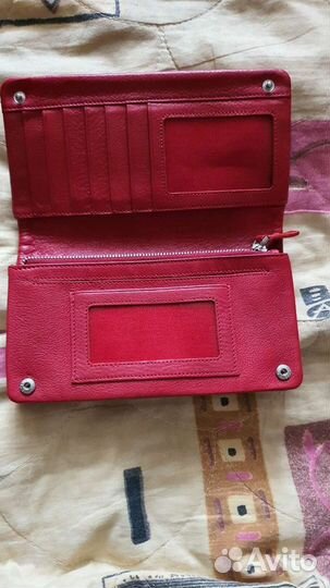 Кошелек женский натуральная кожа красный