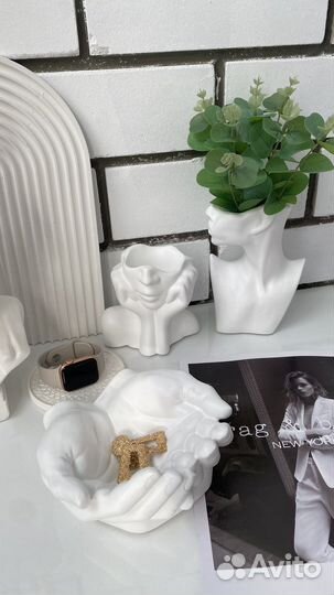 Декор из гипса, ваза, кашпо, подносы