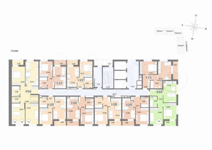 2-к. квартира, 57,4 м², 4/23 эт.