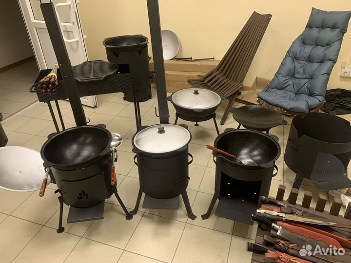 Казан чугунный с печкой