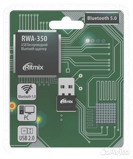Адаптер Ritmix, RWA-350, bluetooth 5.0, беспроводн
