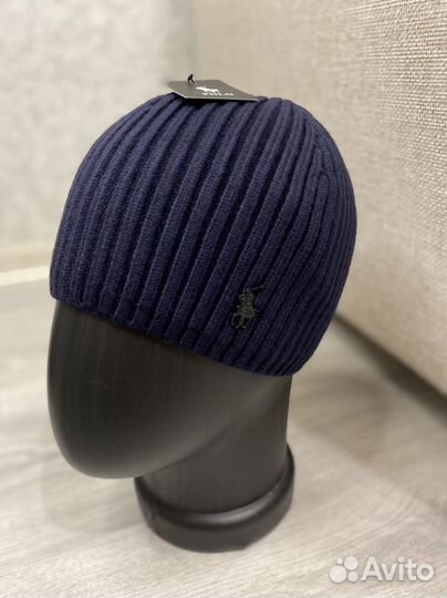 Шапка Polo ralph lauren синяя на флисе