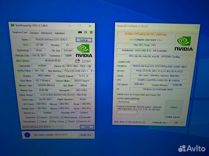 Видеокарты Nvidia GTX 1070ti 8gb, gddr5, 256 bit
