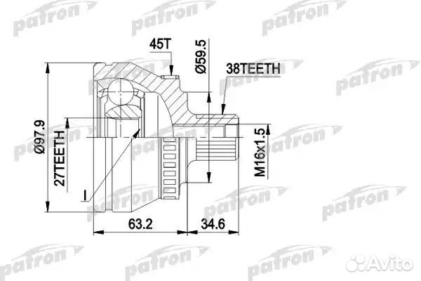 Шрус наружн к-кт 38x59.5x27 ABS:45T audi:A4/A6