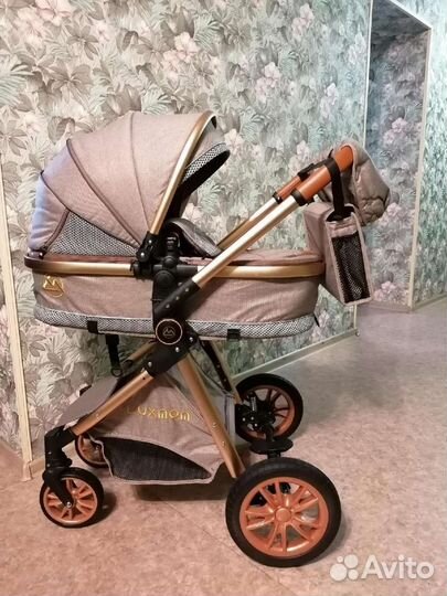 Новая коляска 3в1 Luxmom V9 (коричневый)