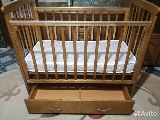 Ортопед.матрас120на60см,кроватка-маятник с ящиками