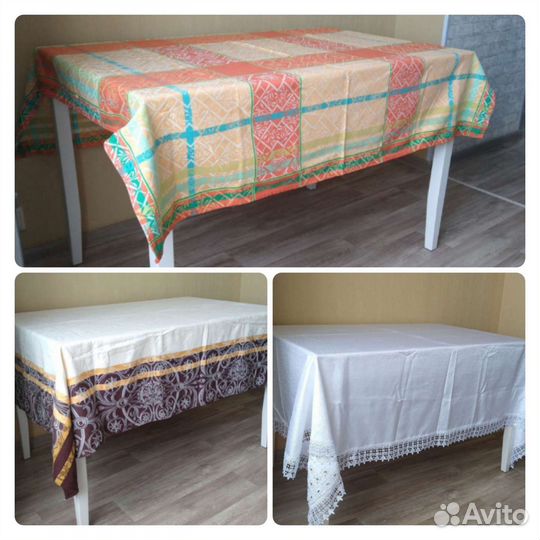 Скатерть на стол белая и цветная, хлопок Cleanelly