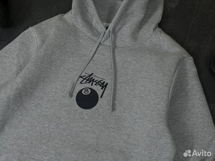 Худи stussy ball серое