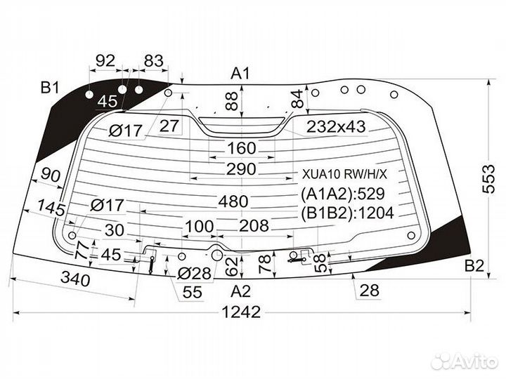 Стекло заднее Toyota Corolla 2002-2008