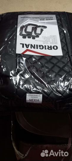 Чехлы Дэу Нексия n100 чёрный ромб экокожа