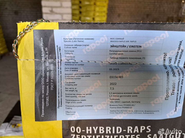 Продам семена рапса