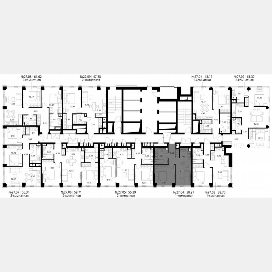 1-к. квартира, 38,3 м², 27/48 эт.